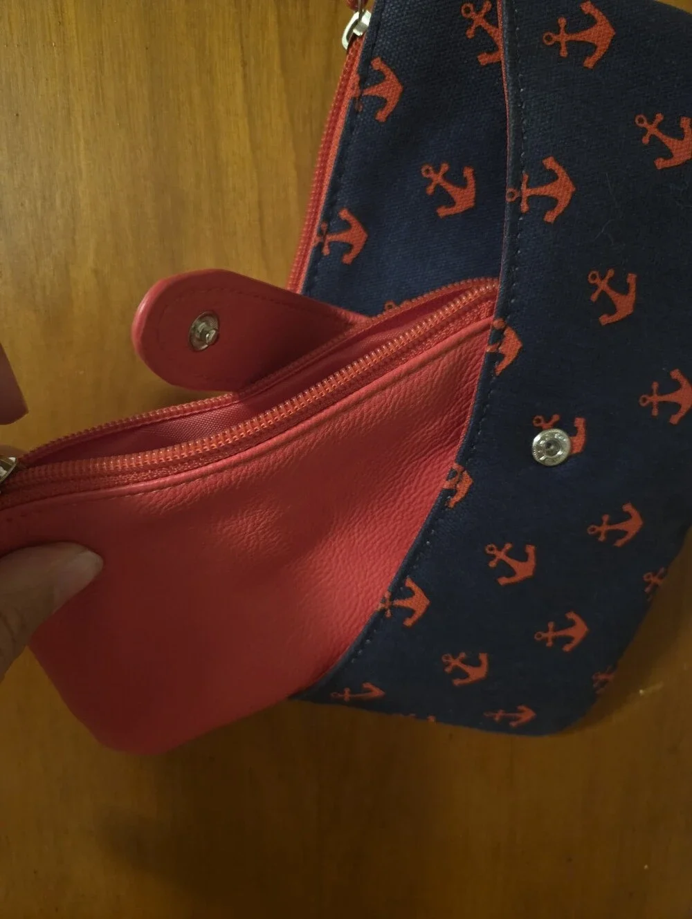 Navy & Red Anchor Wristlet Wallet
